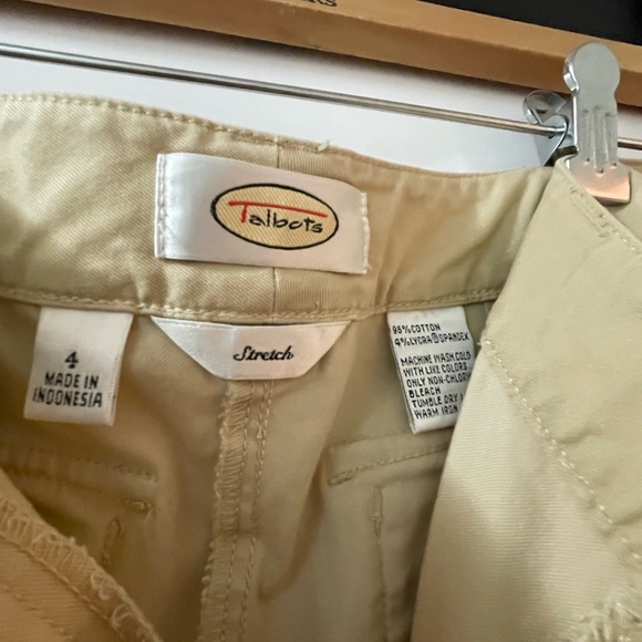 Talbots Khaki Wide Leg Cropped Chino Pants - Stretched - Picture 2 of 5